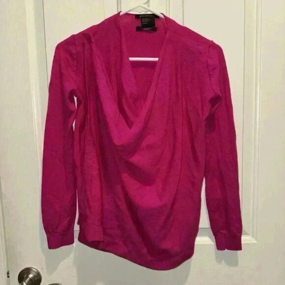 Armani Exchange Woman’s 100% Merino Wool Wrap Sweater Cardigan Pink Sz XS - Picture 1 of 9